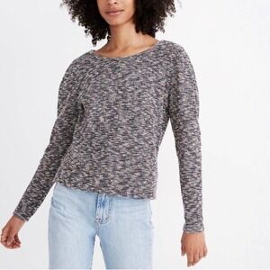 Madewell Top Size XS Multicolored Knit‎ Pleated Puff Shoulders Long Sleeve